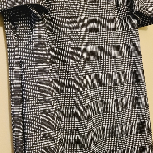Calvin Klein Black & White Plaid Sheath Dress with Embroidery - Picture 7 of 14